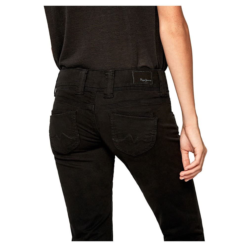 Pepe Jeans Venus Women's Black 5-Pocket Trousers Pants - EU 44 (US 34/32) - Stylish High Waist Slim Fit Jeans for Casual Wear & Office Outfits