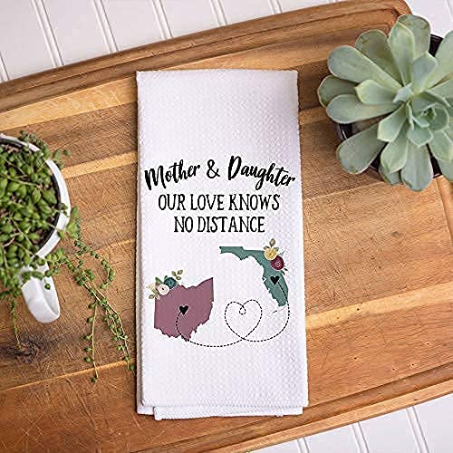 Personalized Kitchen Towels for Women - Custom Monogrammed Tea Towels - Thoughtful Long Distance & Moving Away Gifts for Mom, Wife, Daughter - Perfect for Housewarming, Bridal Shower, Mother's Day