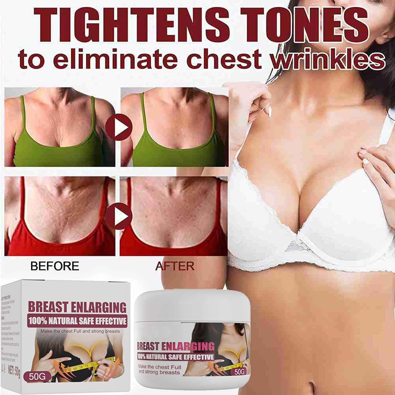 Natural Breast Enhancement & Firming Cream for Women - Breast Enlargement Massage Cream with Organic Ingredients - Hip & Butt Lifting Cream (2 Pack) - Perfect for Daily Body Care & Confidence Boost
