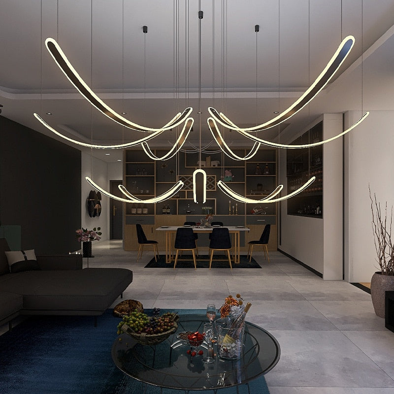 Modern Acrylic Belt Chandelier - Elegant & Stylish Ceiling Light Fixture for Dining Room, Living Room, or Bedroom