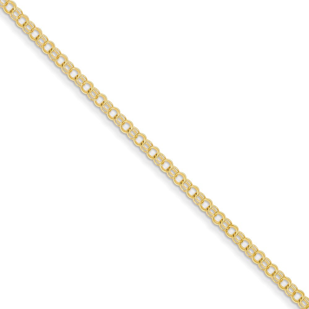 14K Solid Gold 3mm Double Link Charm Bracelet for Women - Elegant Layering Piece for Everyday Wear, Gift Giving & Special Occasions