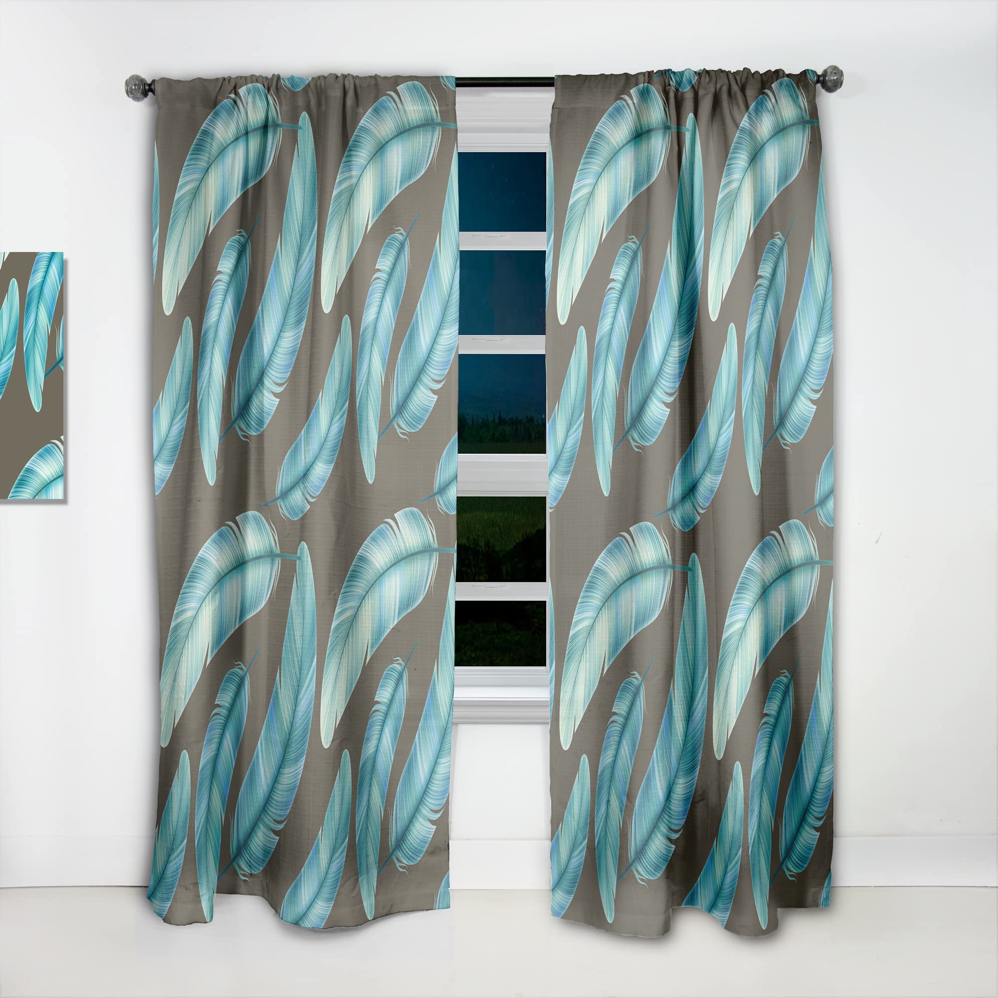DesignQ Thermal Insulated Curtains - Colorful Feathers Pattern Blackout Drapes for Bedroom & Living Room (52x95 Inch, Single Panel) - Perfect for Privacy, Light Control & Energy Efficiency