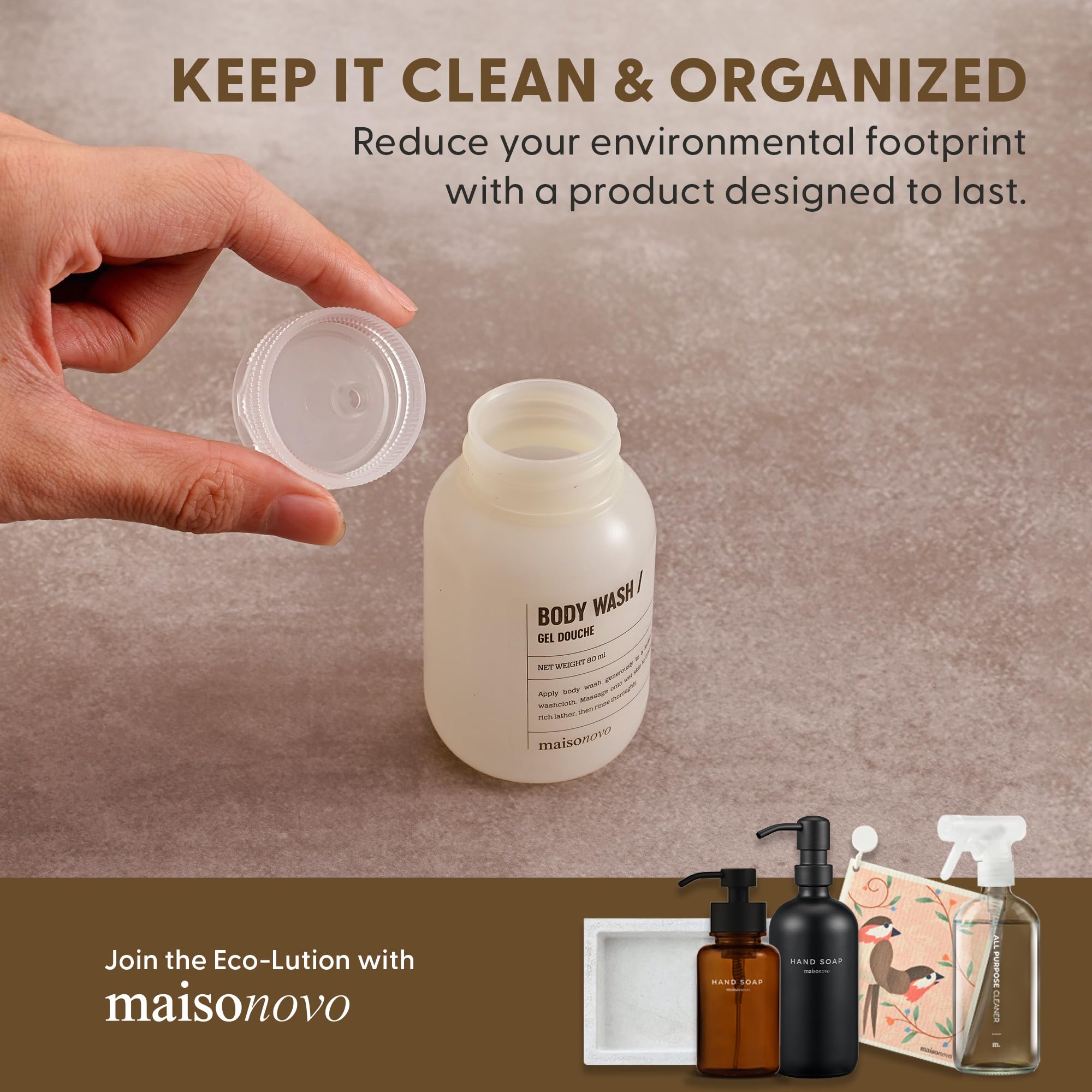 MAISONOVO TSA Approved Travel Bottles for Toiletries - Leak Proof Refillable Containers with Waterproof Toiletry Bag | Perfect for Air Travel, Camping & Gym Essentials