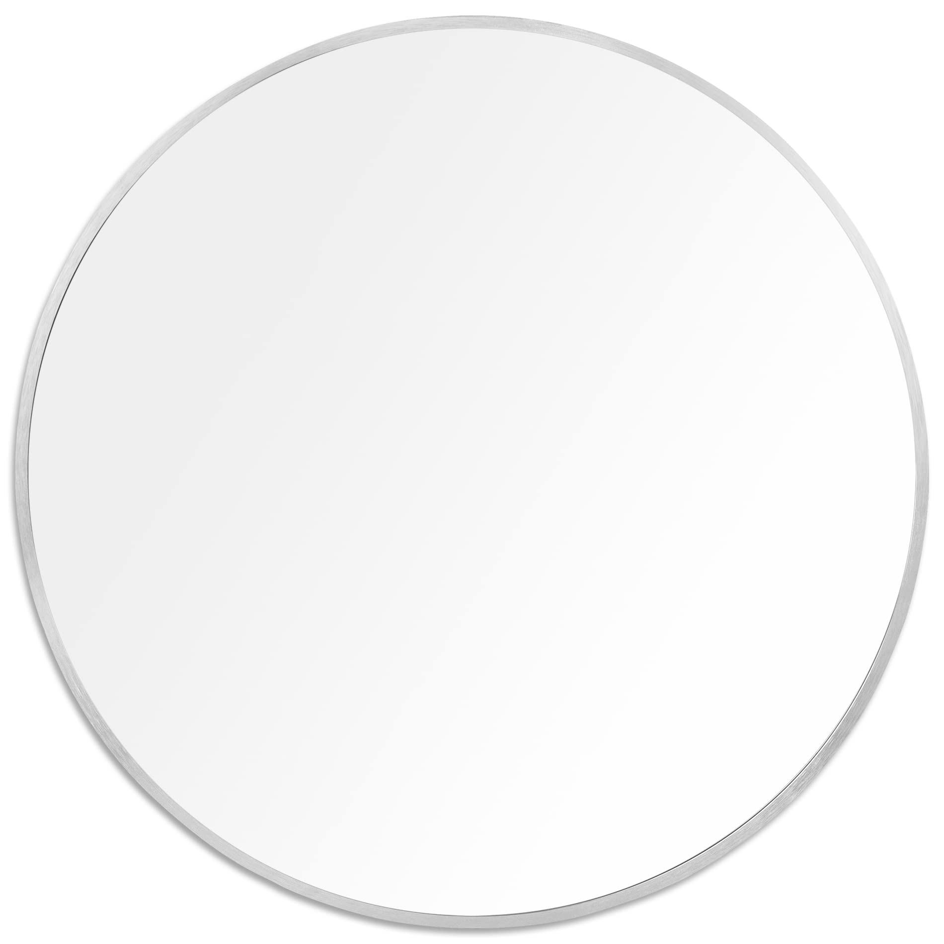 28 Inch Silver Round Mirror - Art Deco Style Circle Wall Mirror for Bathroom, Living Room, Bedroom | Decorative Aluminum Wall Decor | Perfect for Vanity, Entryway & Home Decor