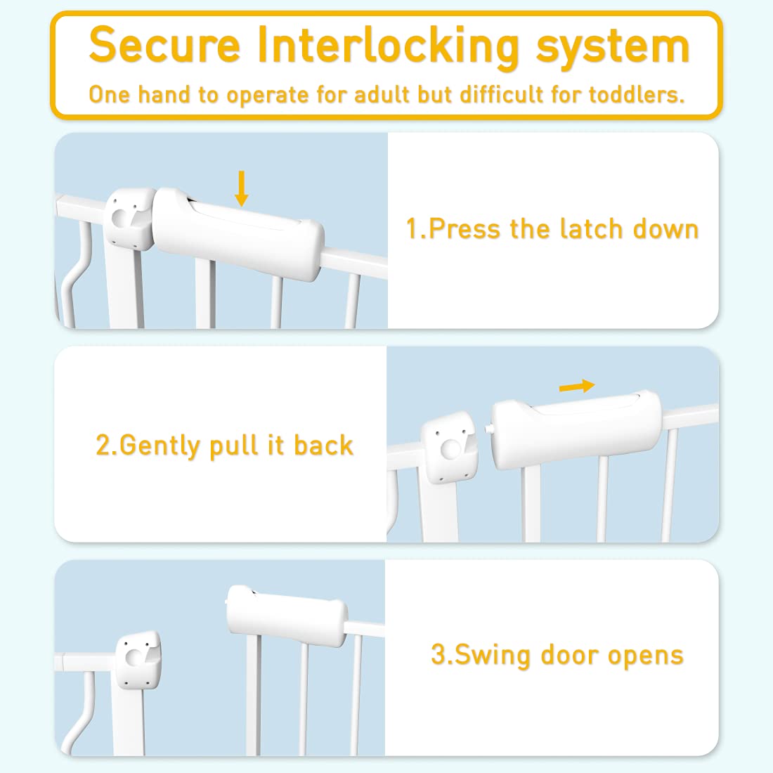 Fairy Baby 29-34 Inch Wide Pressure Mounted Walk Through Baby Gate for Doorways, Stairs & Hallways - Pure White Safety Gate for Toddlers & Pets - Perfect for Home, Nursery & Staircase Protection