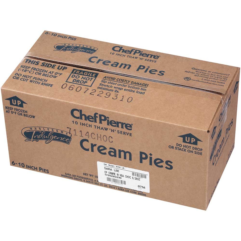 Sara Lee Chef Pierre Chocolate Cream Pie - 28oz (6-Pack) | Rich & Creamy Dessert for Parties, Holidays & Family Gatherings