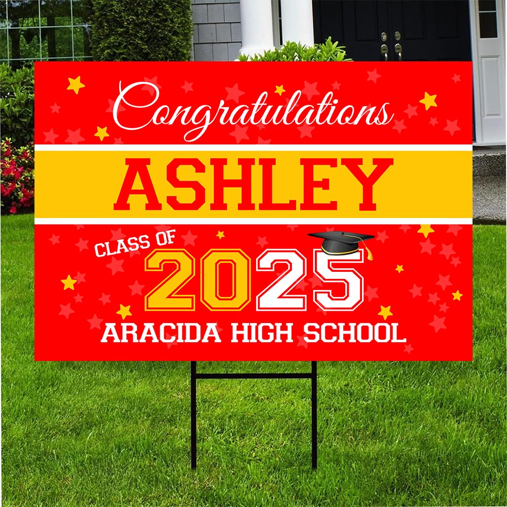 2025 Personalized Graduation Yard Sign - Custom Senior Graduate Corrugated Banner for College & High School - Perfect for Outdoor Lawn Decorations & Party Celebrations