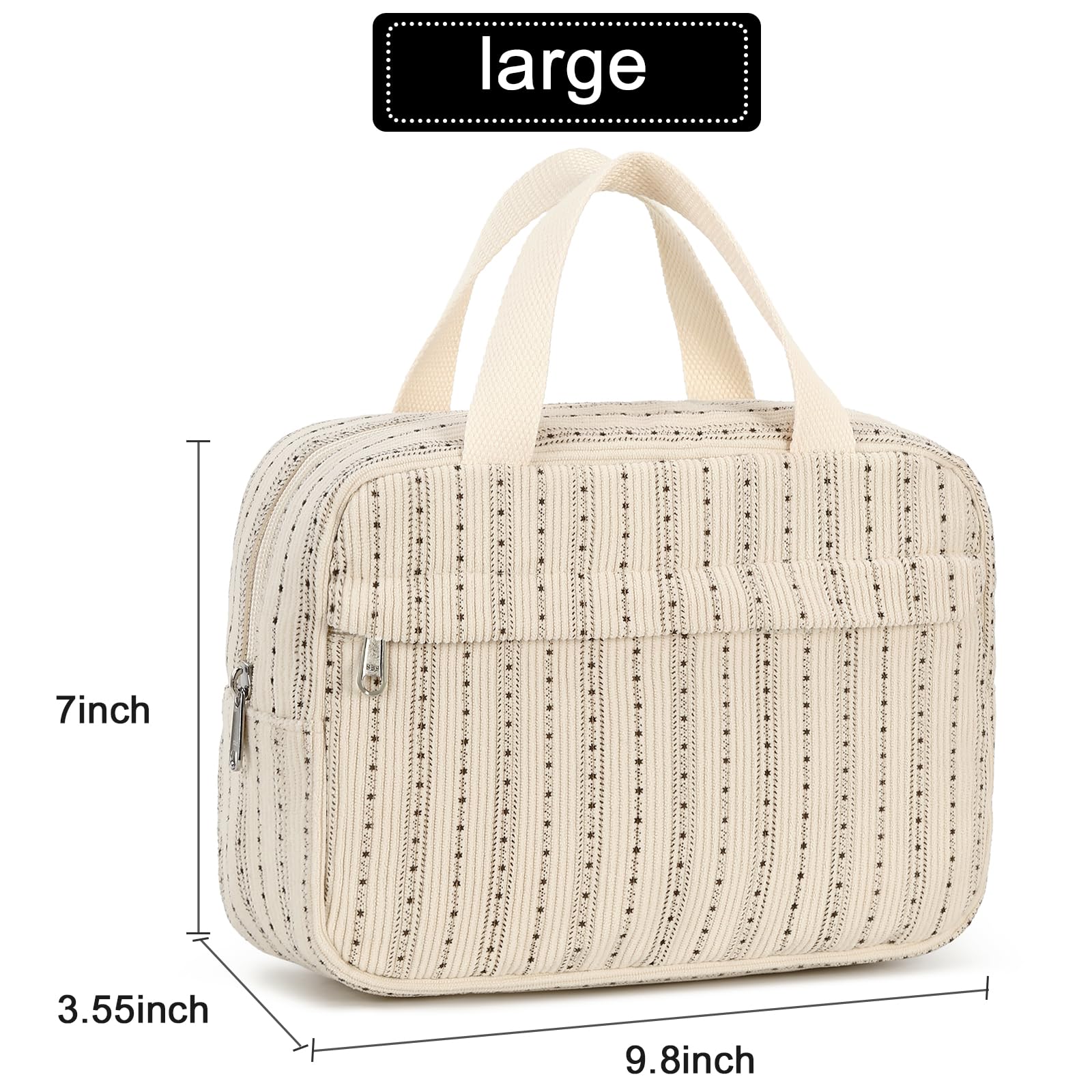 Cute Corduroy Makeup Bag for Women - Travel Cosmetic Organizer with Zipper | Perfect for Travel & Daily Use