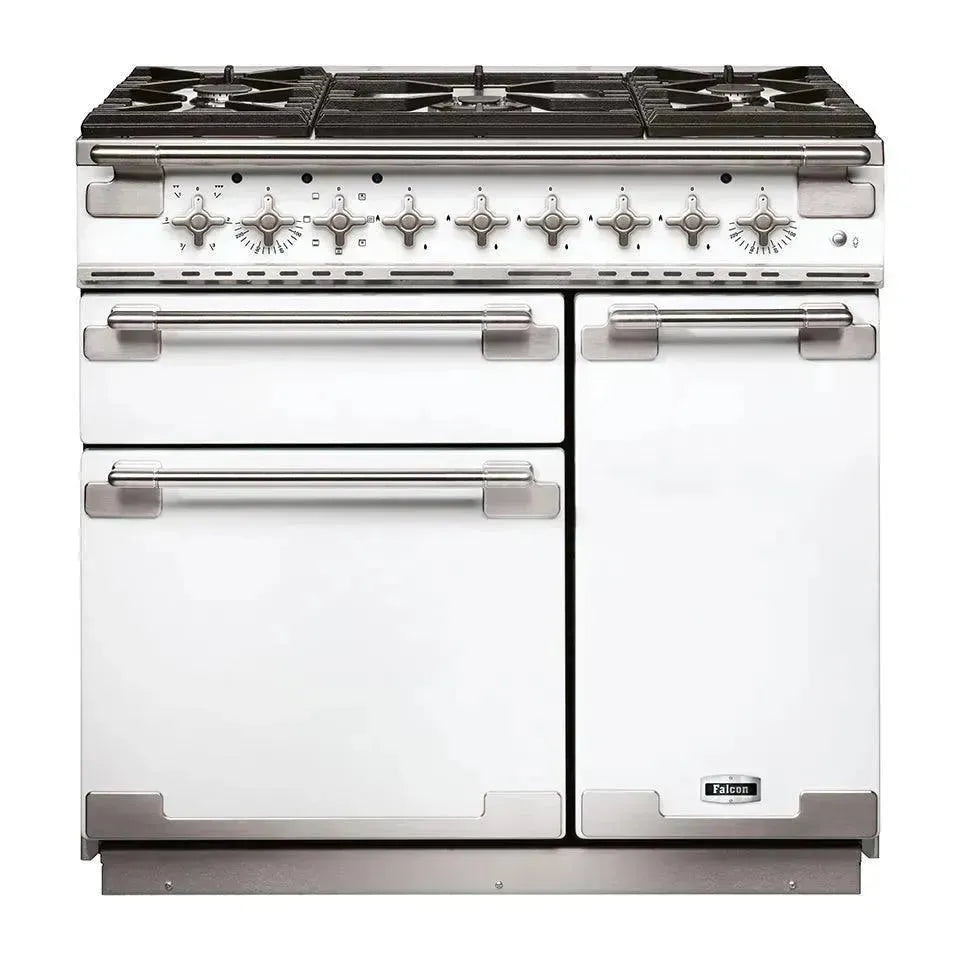 Falcon Elise 90cm Dual Fuel Range Cooker - Black, White or Stainless Steel with Nickel Trim | Professional Kitchen Stove for Home Cooking & Baking