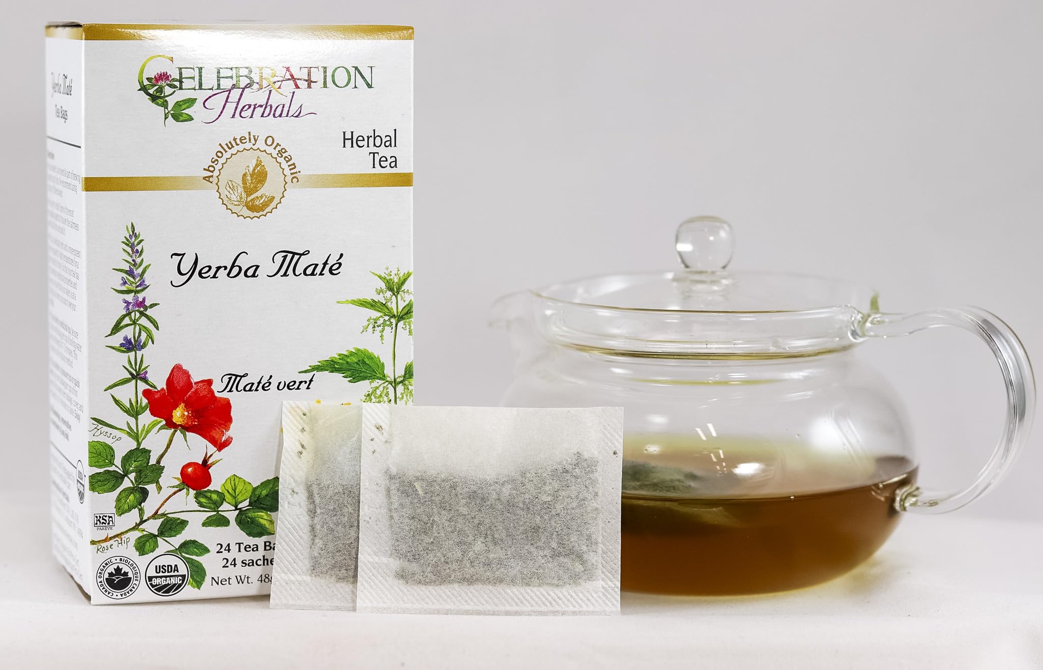 Organic Yerba Mate Tea - 24 Tea Bags | Natural Energy Boost, Rich in Antioxidants | Perfect for Morning Focus, Workout Recovery & Relaxation