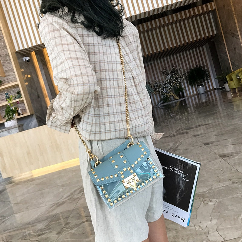Stylish Women's Crossbody Bag with Chains & Rivets - Perfect for Parties, Dating & Daily Use
