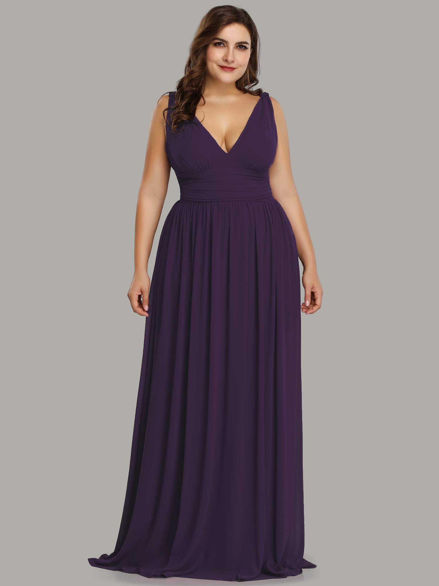 Ever-Pretty Women's Plus Size V-Neck Sleeveless Pleated Chiffon Maxi Dress - Formal Evening Gown & Bridesmaid Dress (Style 09016-DA) | Perfect for Weddings, Proms & Special Occasions