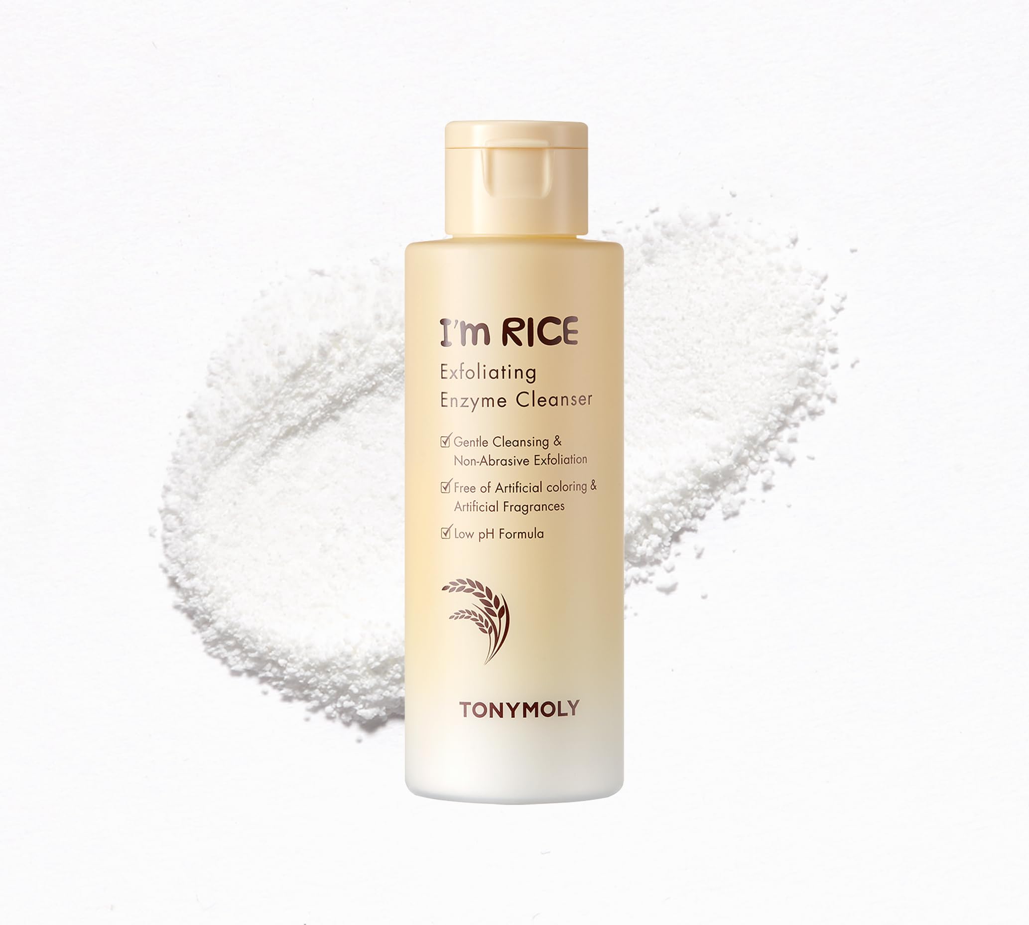 TONYMOLY I'm Rice Exfoliating Enzyme Face Cleanser - Gentle Rice Powder Wash for Smooth Skin, All-in-One Waterless Facial Scrub & Polish, 50g - Perfect for Daily Exfoliation & Brightening Skincare Routine