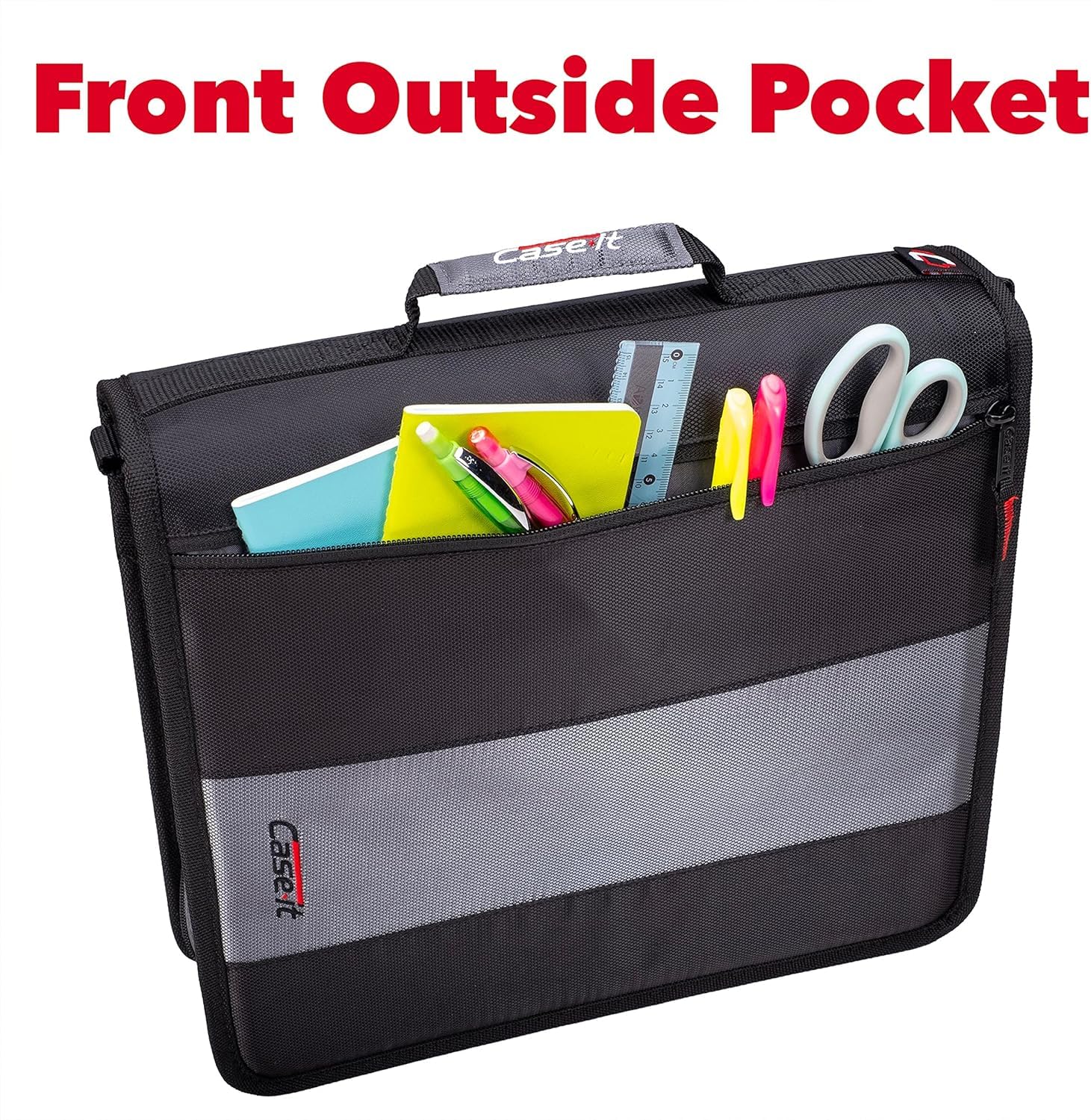 Case-It The Classic Zipper Binder - 2 Inch O-Rings, Multiple Pockets, 350 Sheet Capacity with Shoulder Strap - Fire Engine Red D-251 (6 Pack) - Perfect for School, Office & Organization