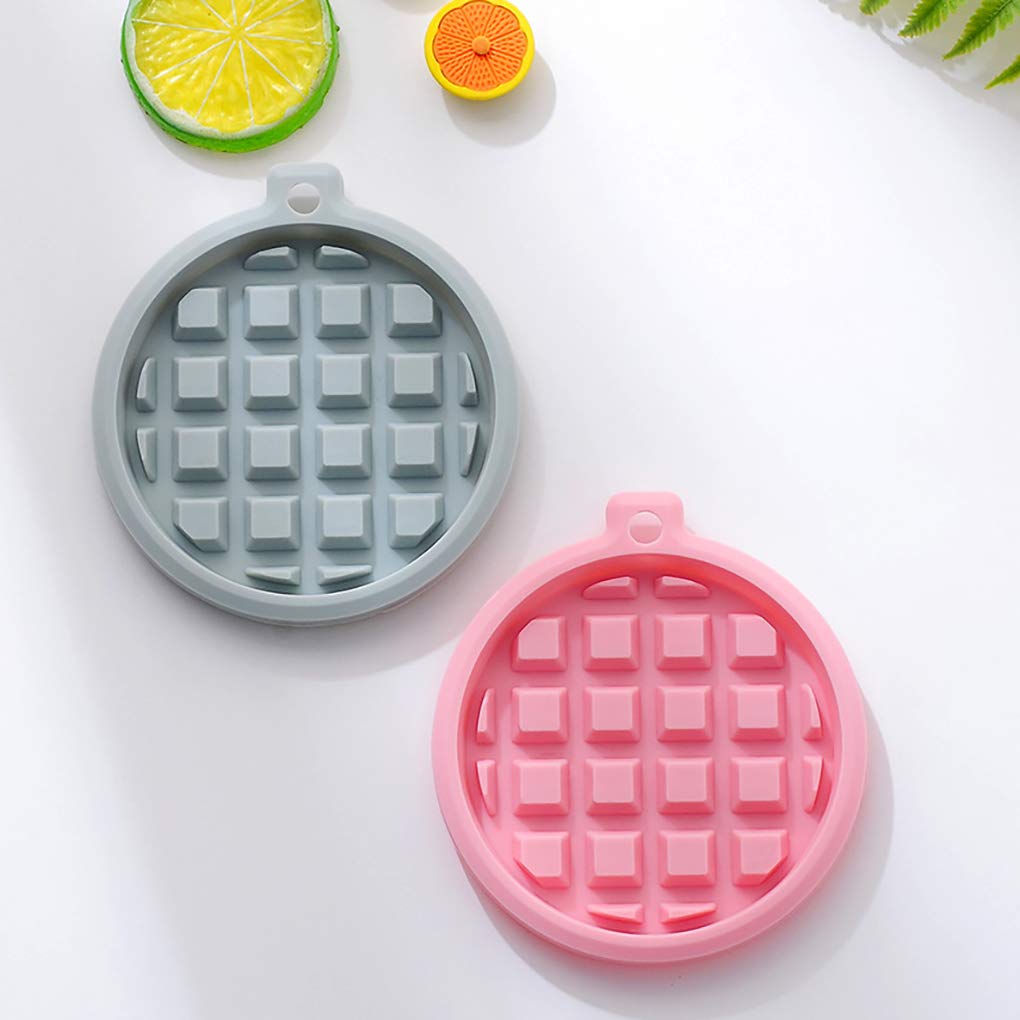 2-Pack Silicone Waffle Molds - Non-Stick Baking Molds for Waffles, Muffins, Cakes, Chocolate, Candy & Soap Making - Round 3.8x3.8x0.4 Inch (Blue & Pink) - Perfect for Home Baking, DIY Desserts & Craft Projects