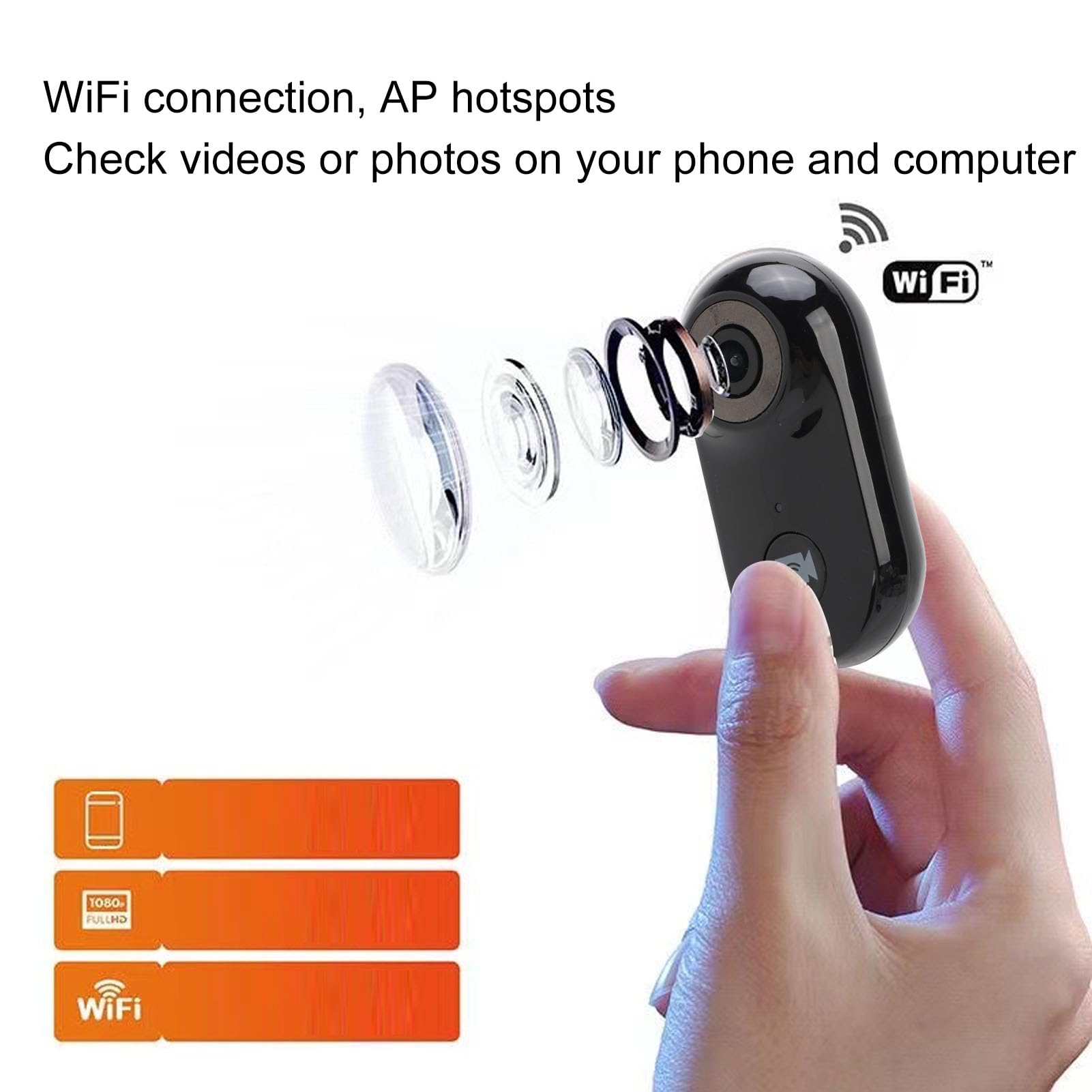 1080P 2MP Action Camera with Back Clip, 90° Wide Angle Video Recording - Mini Body Cam for Sports, Pets & Outdoor Adventures (Black) | Perfect for Dog Walking, Cycling, Hiking & Home Security Monitoring