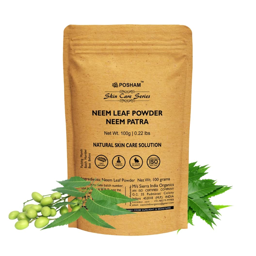 Organic Neem Leaf Powder for Acne & Skin Care - 100% Natural Anti-Bacterial Face Mask Treatment - 100g for Clear Skin & Pimple Prevention | Perfect for DIY Beauty Routines & Holistic Skincare