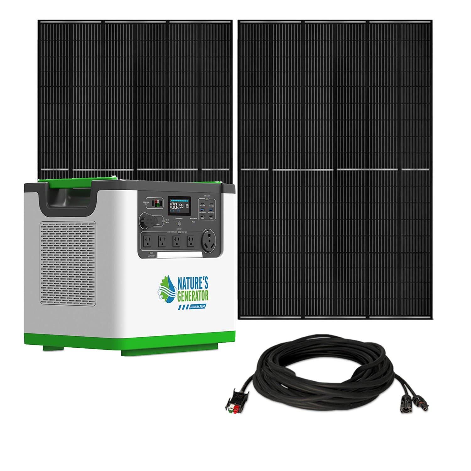 Nature's Generator Lithium 3600 Solar Power Station - Portable Solar Generator for Camping, RV, Emergency Backup & Off-Grid Power (3000W, 3600Wh)