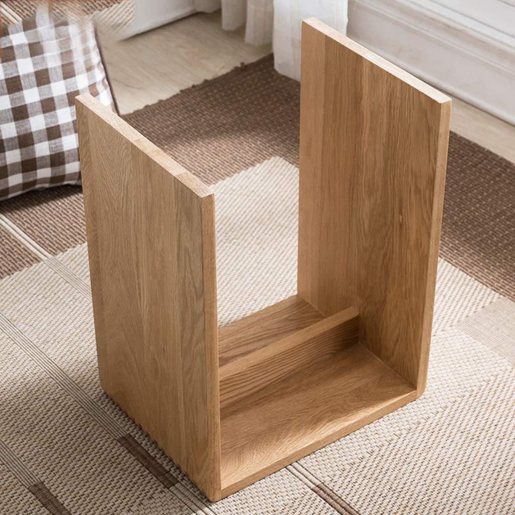 Solid Wood Stool - Multi-Purpose Footstool, Makeup Chair, Shoe Bench, Bedside Table & Dining Stool - Natural Wood Color (35x26x45cm) - Perfect for Living Room, Bedroom, Dressing Area & Entryway