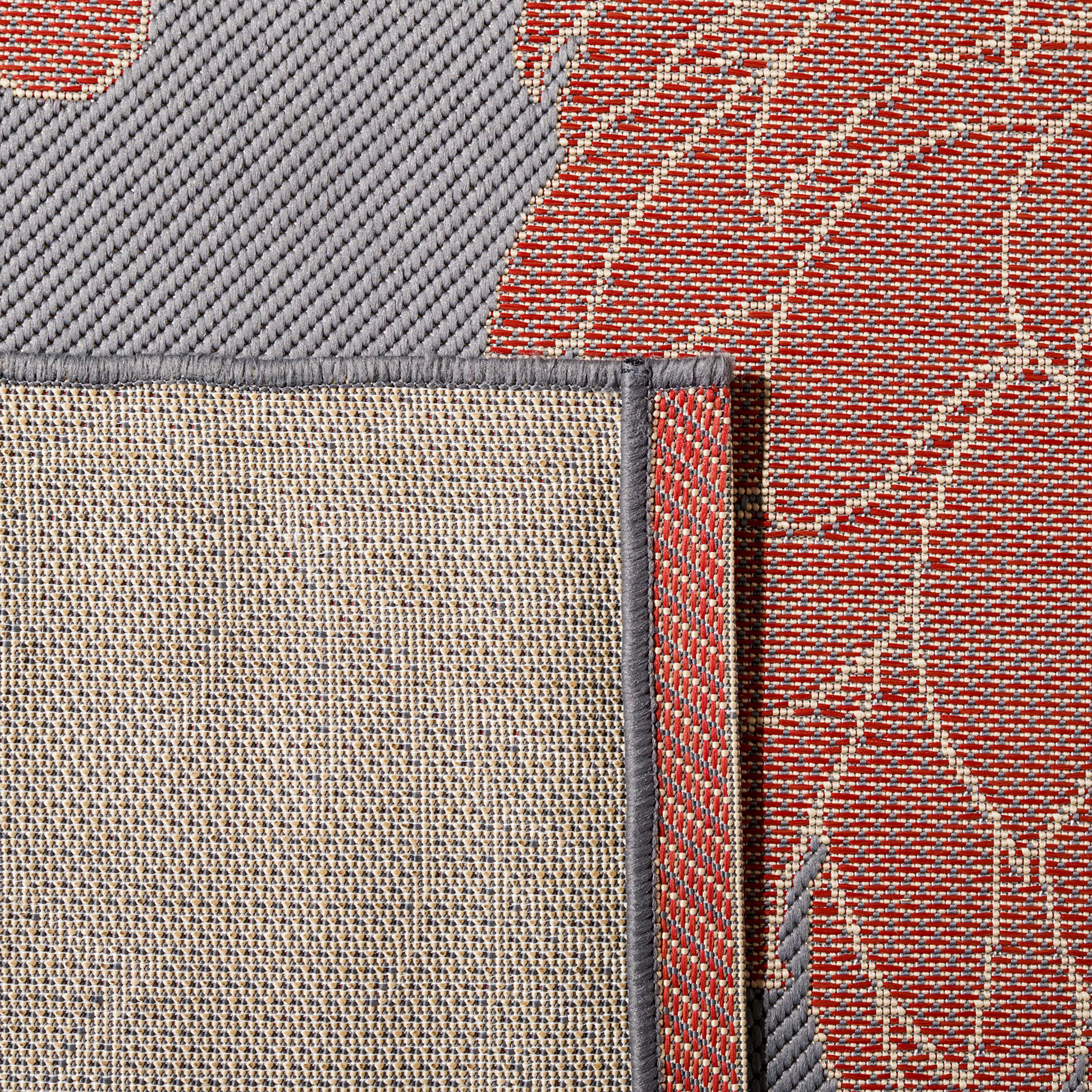 SAFAVIEH Courtyard Collection 8' x 10' Anthracite & Red Indoor Outdoor Rug - Waterproof, Easy Clean, Non-Slip - Perfect for Patio, Backyard, Mudroom, Deck & Poolside Use