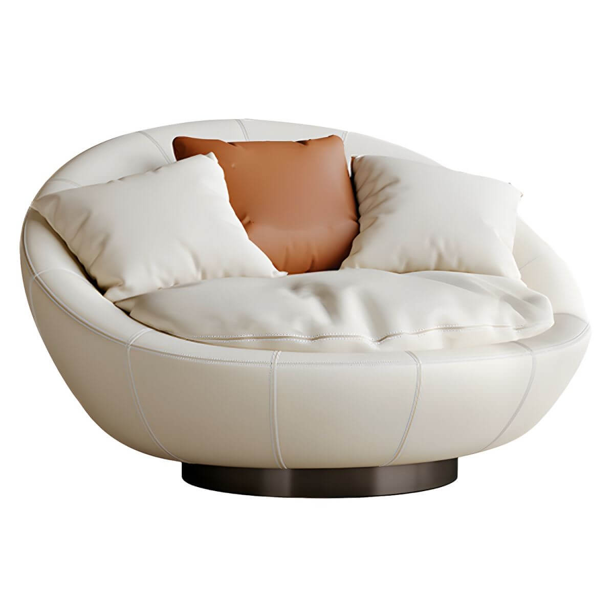 Modern White Swivel High Back Chair with Oversized Seat - Comfortable Office & Living Room Furniture for Home & Workspace