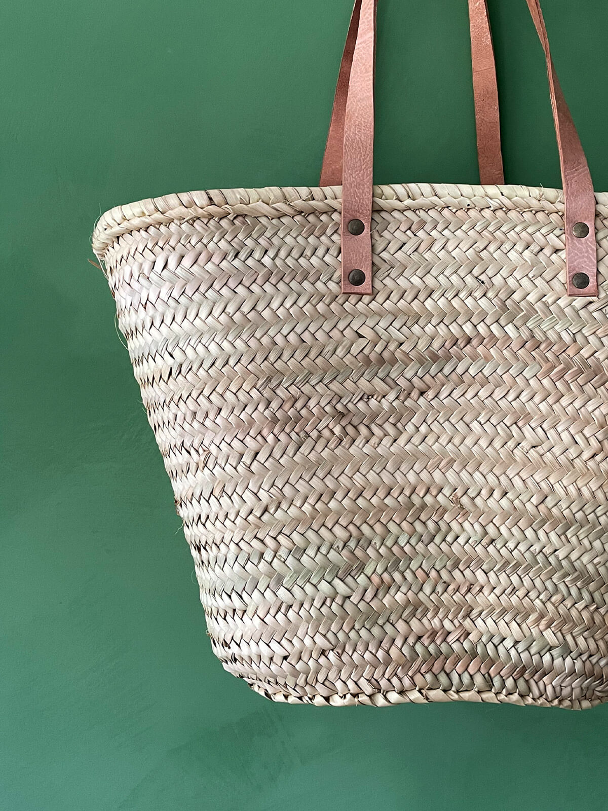 Valencia Woven Shopping Basket - Natural Rattan Handmade Grocery Tote Bag for Farmers Market, Beach, Picnic & Home Storage