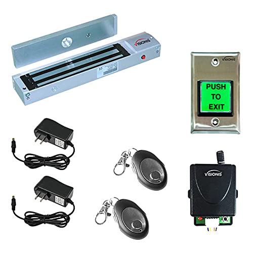 Visionis FPC-8511 Heavy Duty 600lbs Electromagnetic Lock Access Control System - Outswing Door Security with LED Exit Button, Time Delay & Wireless Remote Receiver | Ideal for Offices, Schools & Commercial Buildings