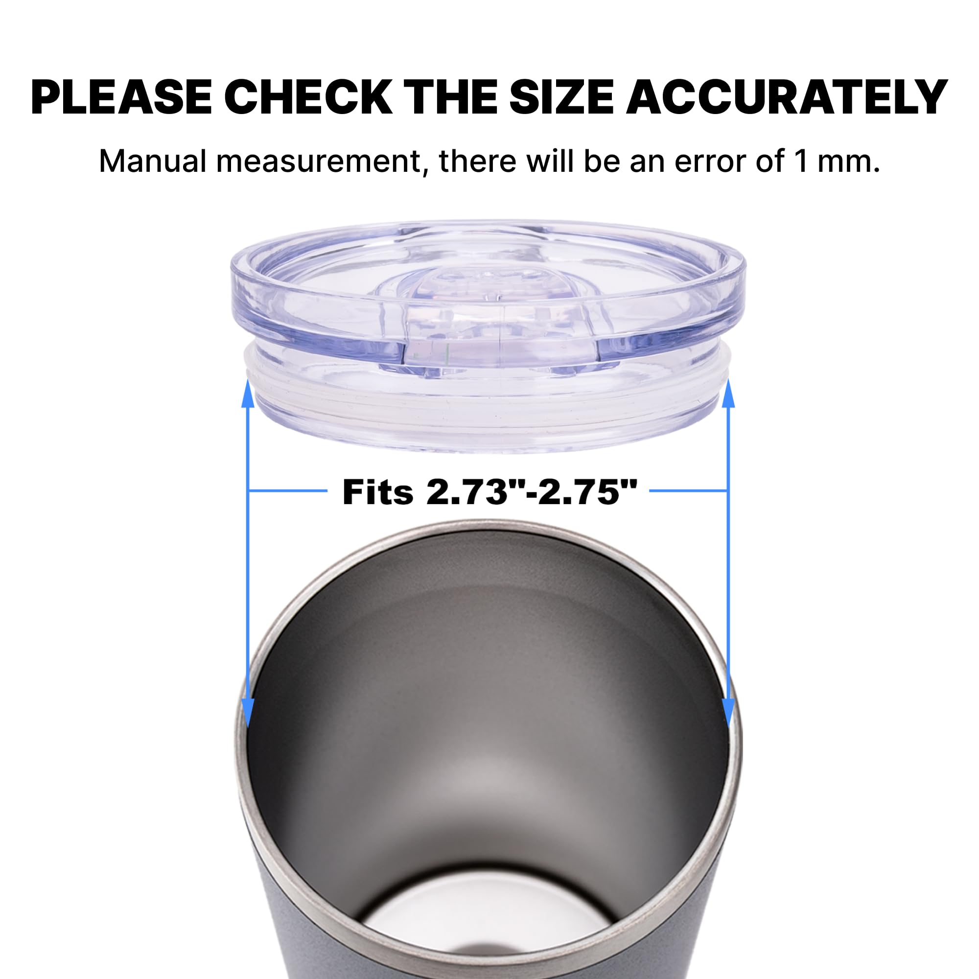 Skinny Tumbler Replacement Lid - 2 Pack BPA-Free Splash Resistant Sliding Covers for 2.73-2.75 Inch Diameter Tumblers - Perfect for Travel, Gym & Office Use