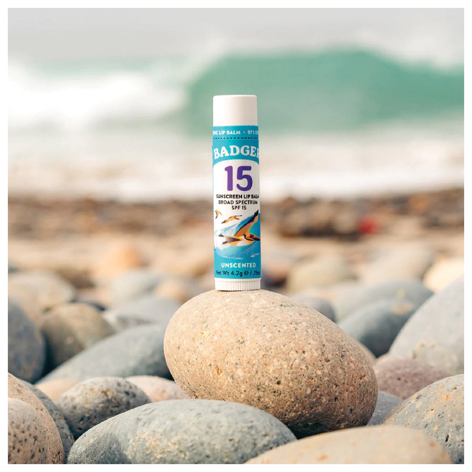 Badger Clear Zinc Lip Balm Stick SPF 15 - Natural & Organic Lip Sunscreen for Dry, Chapped Lips - Moisturizing Sun Protection for Outdoor Activities, Hiking, and Beach Days