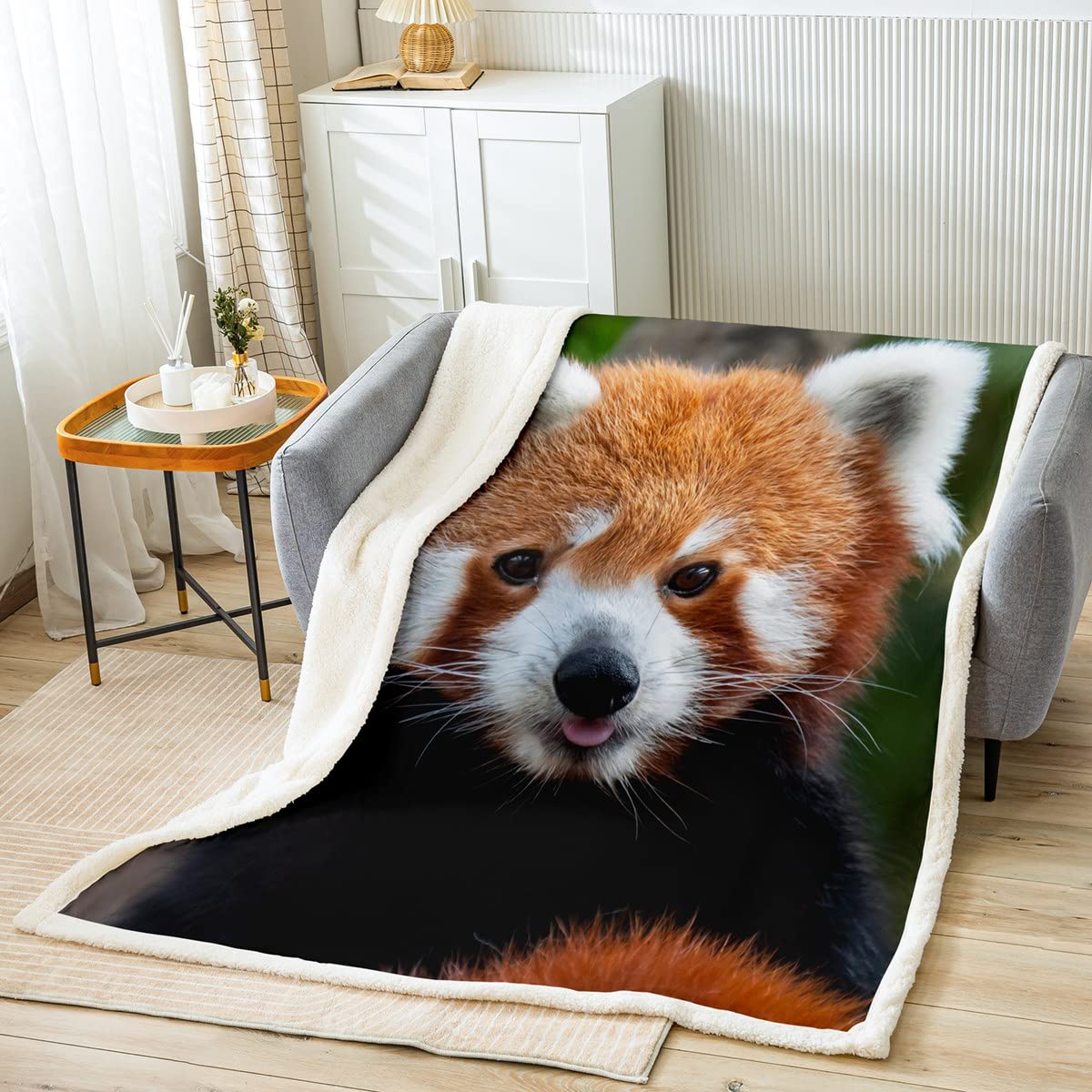 Red Panda Sherpa Blanket - Soft & Cozy Fleece Throw Blanket for Kids, Boys & Girls - Wild Animal Decor Plush Blanket for Sofa, Bed & Couch - Jungle Wildlife Style Fuzzy Blanket (50x60 Inches) - Perfect for Snuggling, Home Decor & Gifts
