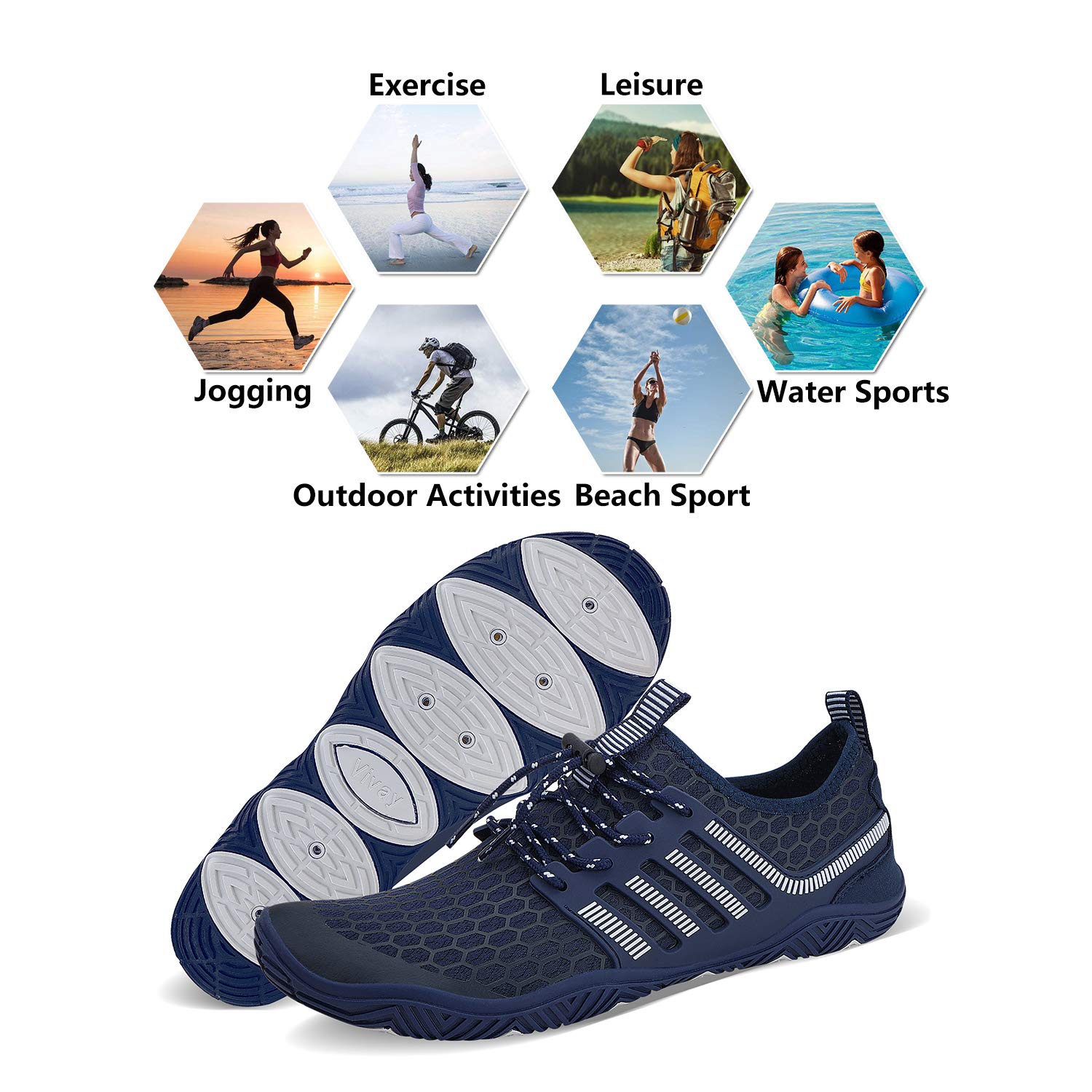 Men's & Women's Quick Dry Water Shoes - Barefoot Aqua Socks for Swimming, Surfing, Beach, Pool, Yoga & Outdoor Activities | Lightweight Sports Shoes for Diving, Travel & Water Adventures