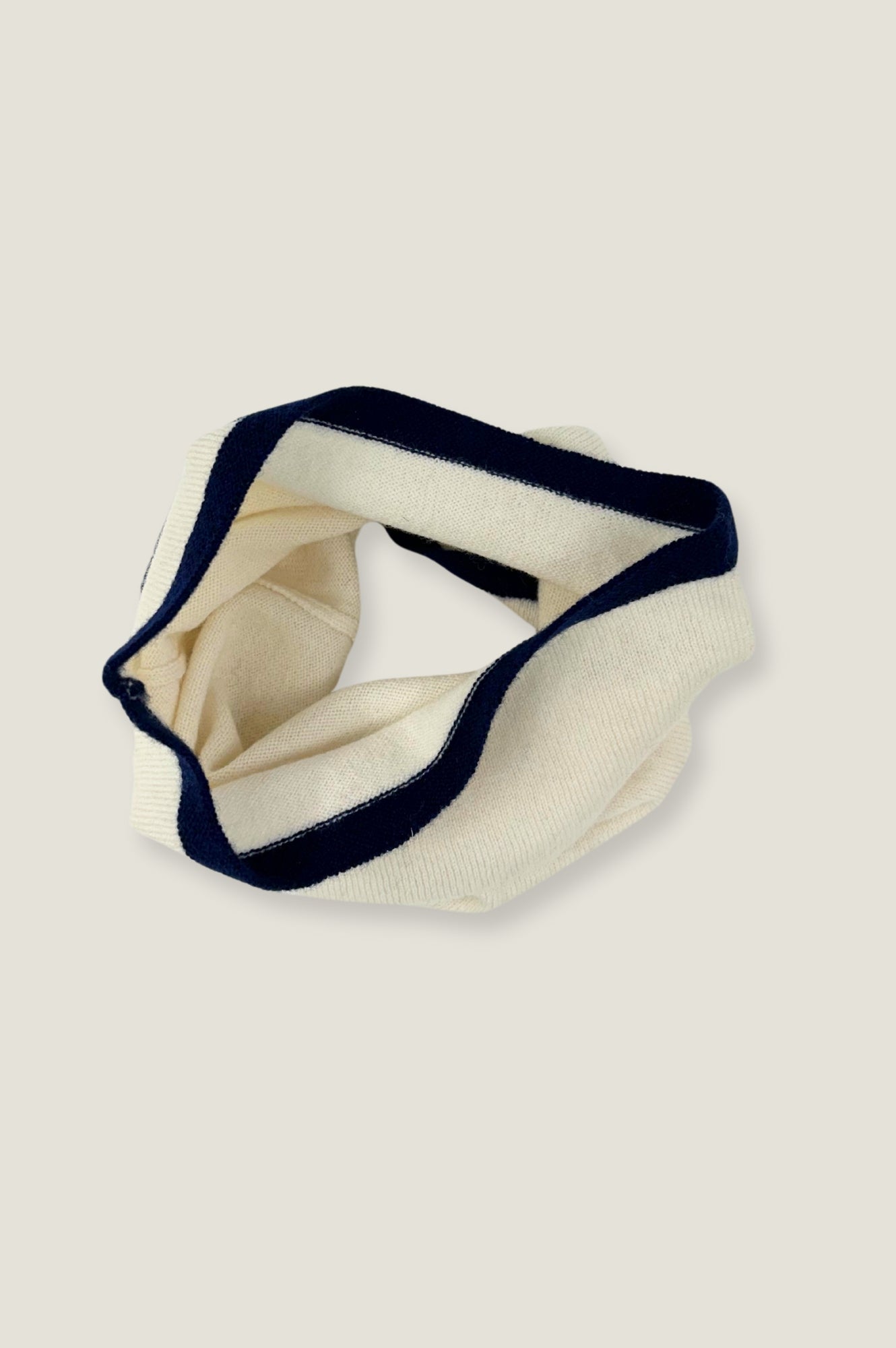 Premium Merino Wool Snood Scarf - Soft & Warm Winter Accessory in Cream & Navy | Perfect for Outdoor Activities, Travel & Cold Weather Fashion