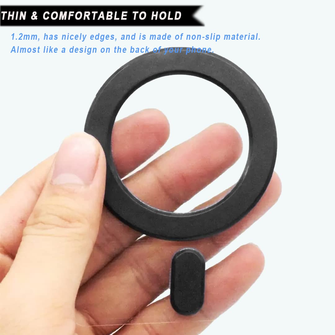 2 Pack Universal Magnetic Sticker Ring Adapter - Compatible with Magsafe Accessories & Qi Wireless Charging for iPhone 16/15/14/13/12 Pro Max/Mini/Plus & Galaxy S24/S23/S22 - Perfect for Car Mounts, Wallets & Phone Stands - Black