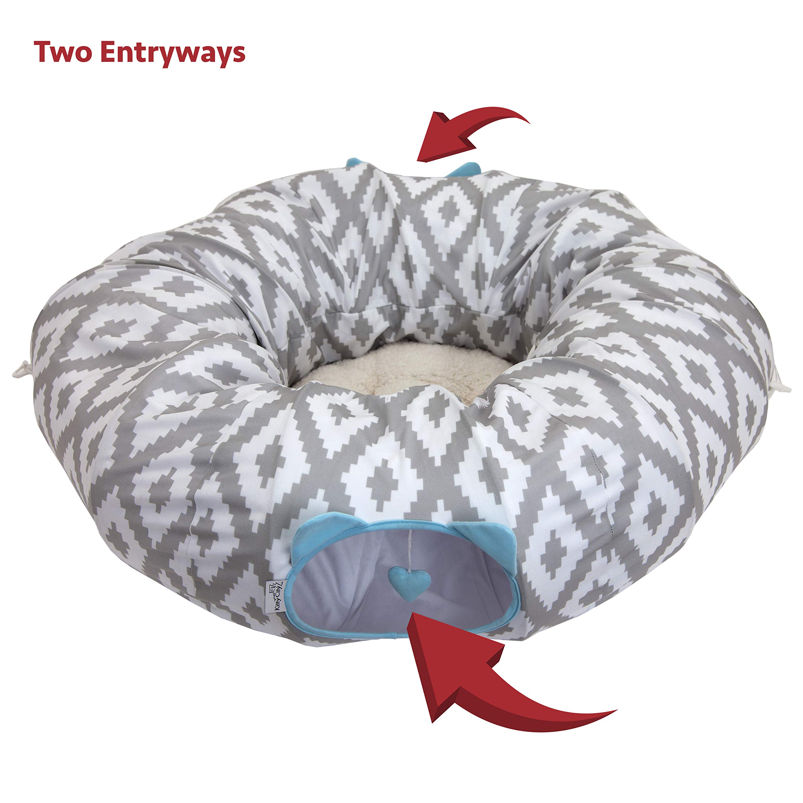 Kitty City Large Cat Tunnel Bed - Pop Up Cat Bed with Play Tunnel for Indoor Cats | Cozy Hideaway & Fun Play Space for Kittens & Adult Cats