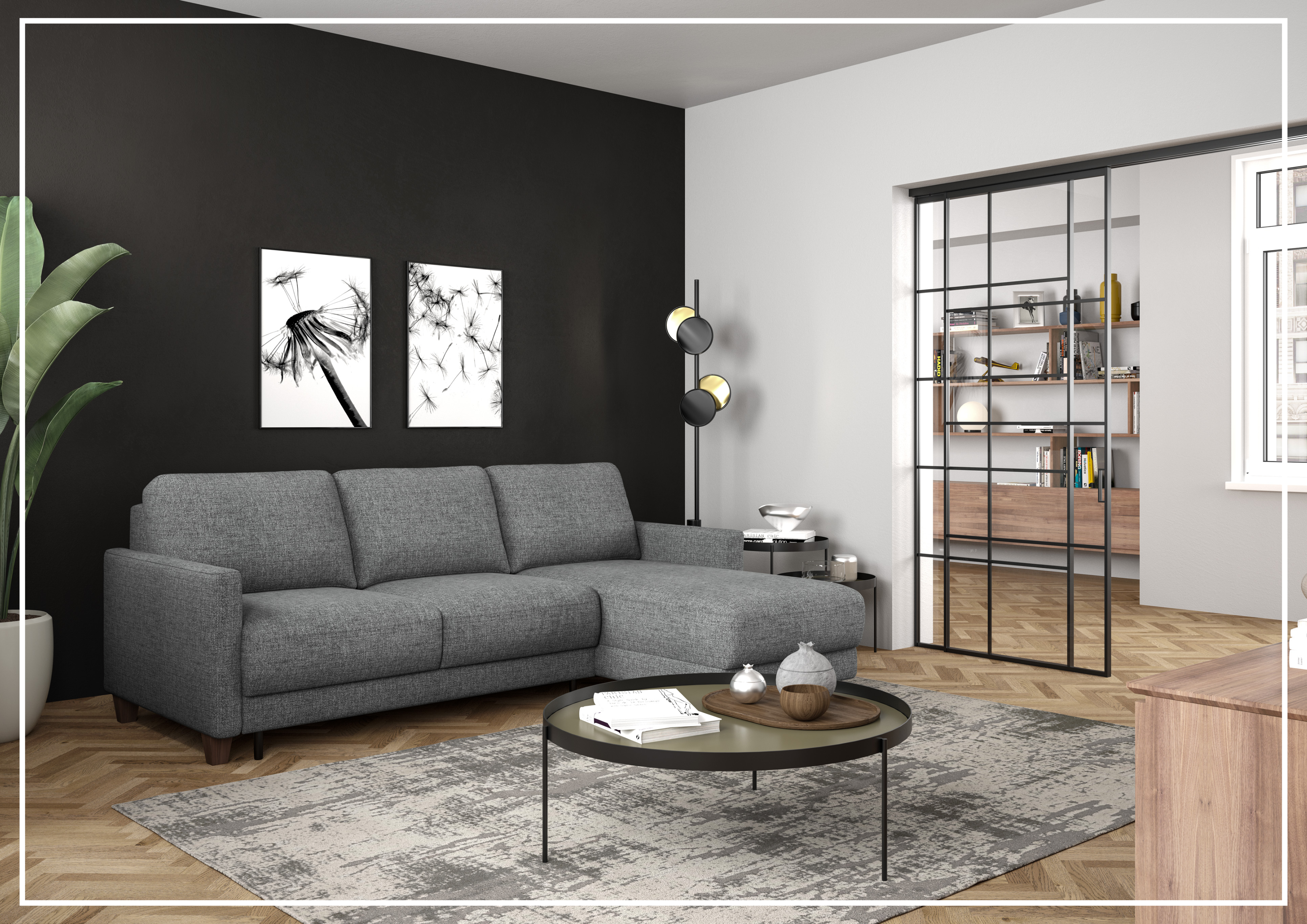 Luonto Martta Fabric Full XL Sectional Sleeper Sofa with Reversible Chaise - Modern Convertible Couch Bed for Living Room, Guest Room & Small Spaces