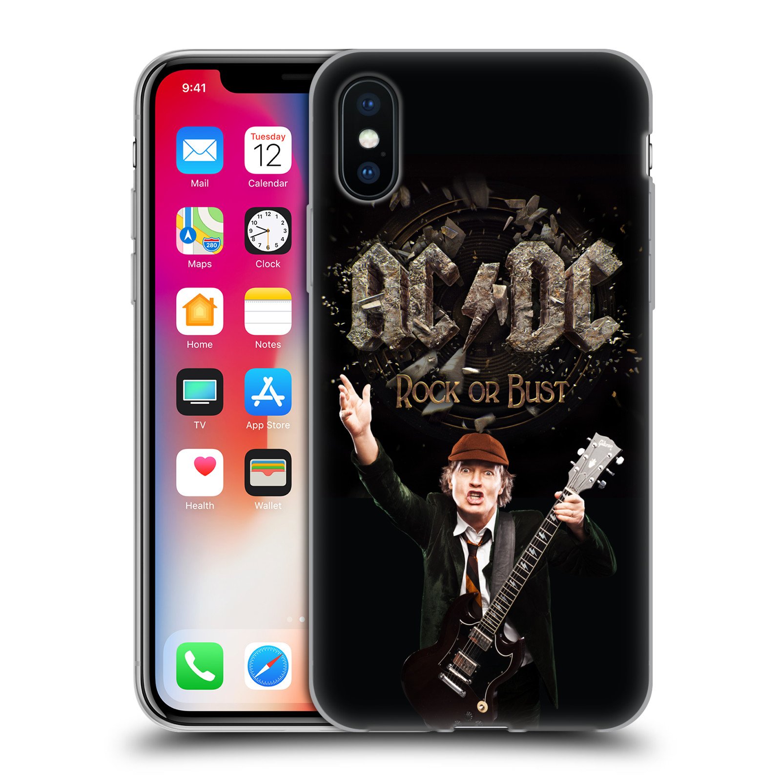 Head Case Designs Officially Licensed AC/DC Rock Or Bust iPhone X/Xs Soft Gel Case - Perfect for Concerts, Music Fans & Rock Enthusiasts