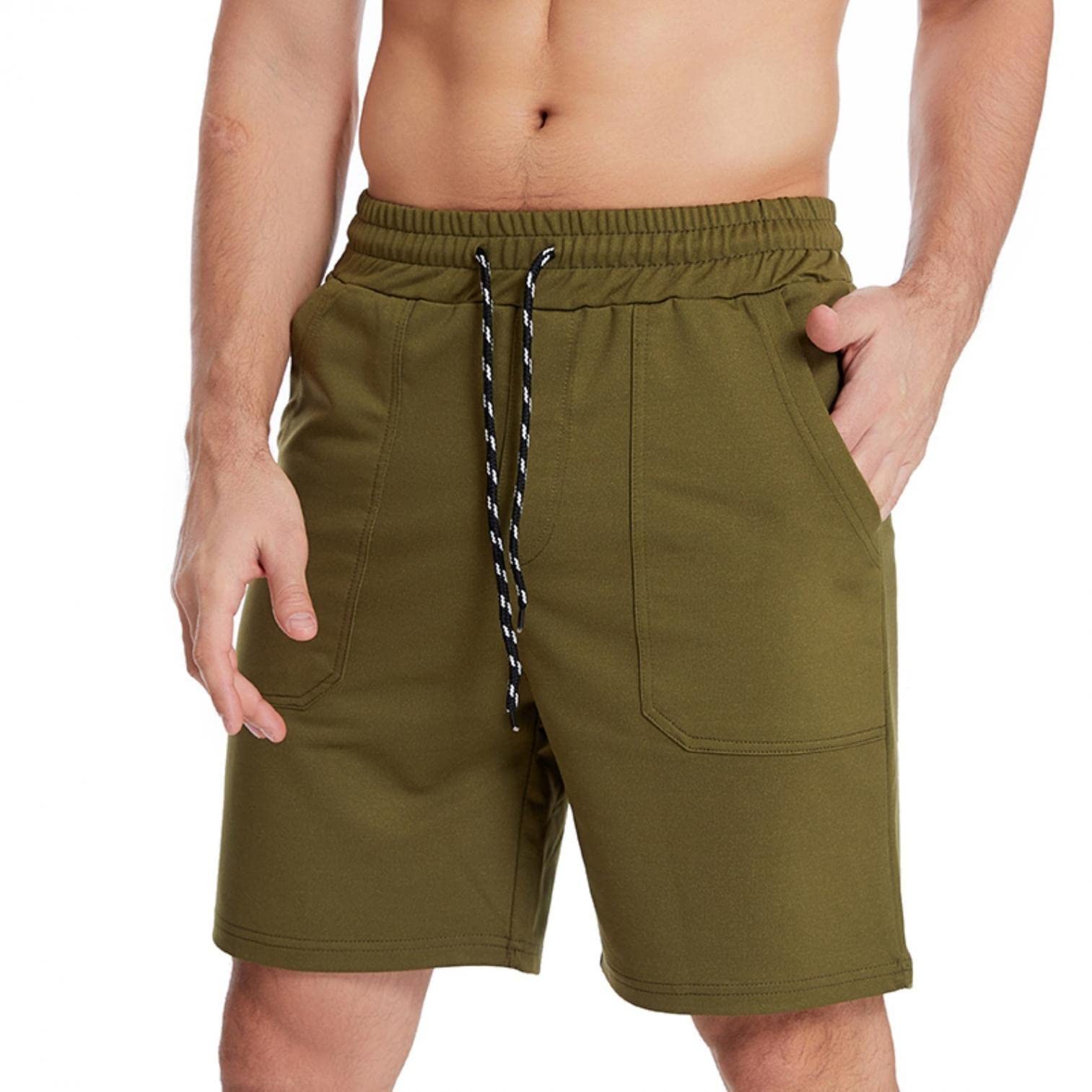 **Men's Quick Dry Workout Shorts - Lightweight Running Hiking Gym Yoga Active Shorts with Zipper Pockets for Outdoor Sports & Fitness**