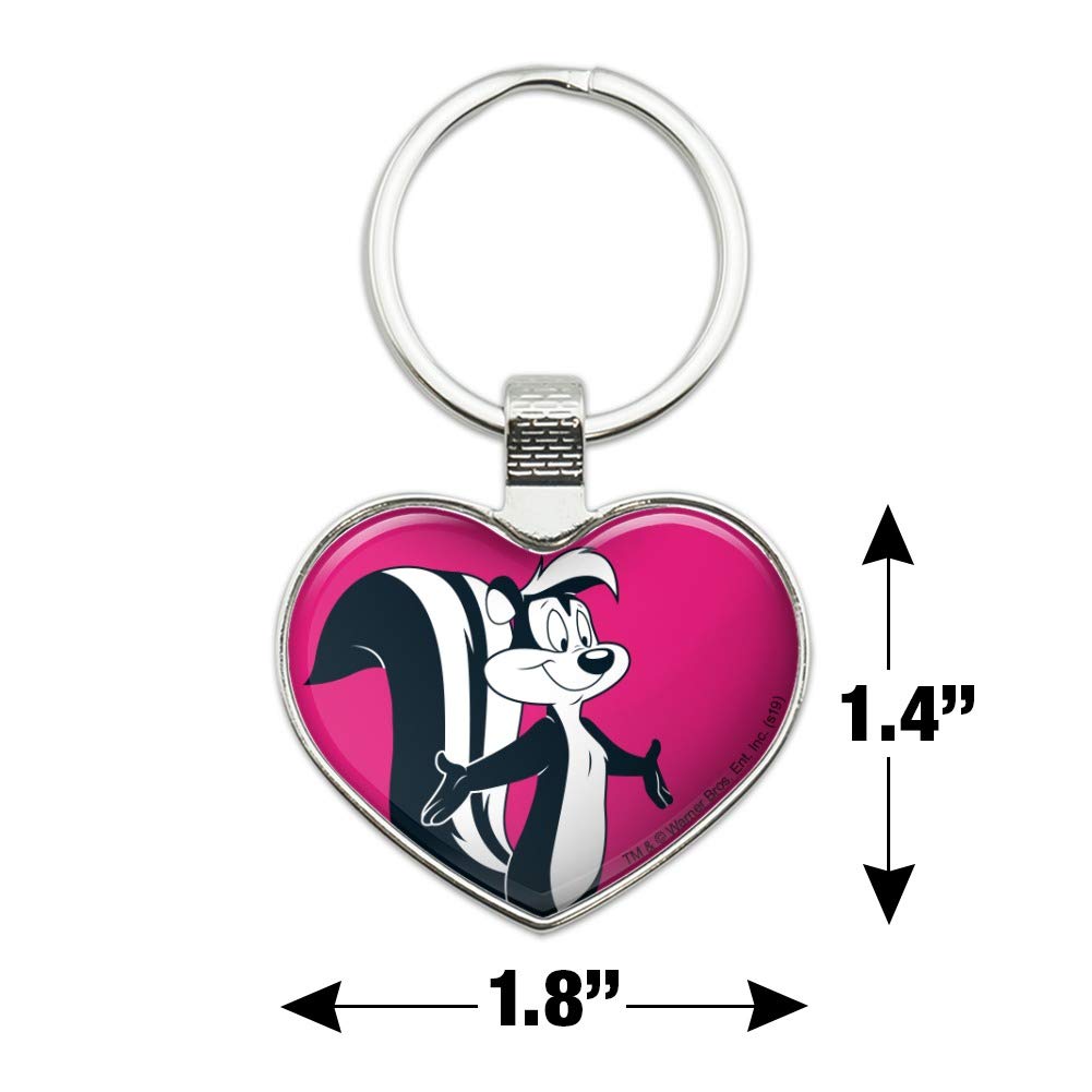 Looney Tunes Pepe Le Pew Heart Love Metal Keychain - Cute Cartoon Key Ring for Backpacks, Gifts & Key Organization