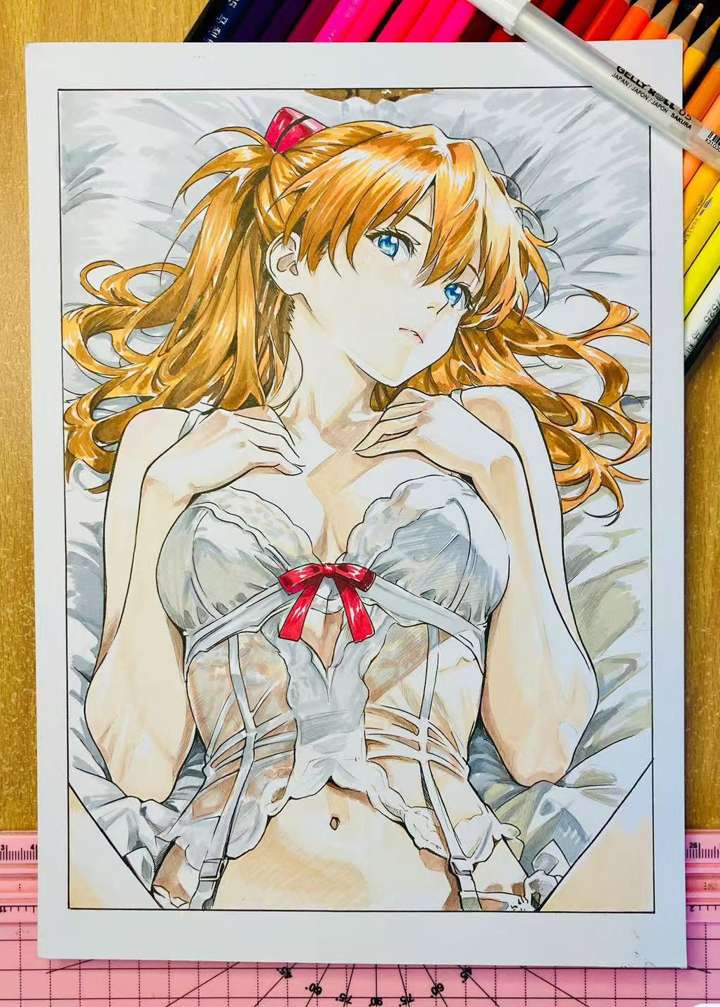 Original EVA Artwork Asuka Titanium Alloy Keycaps - Custom Anime & Gaming Mechanical Keyboard Keycaps for Enthusiasts (Perfect for Gaming Setups & Collector Displays)