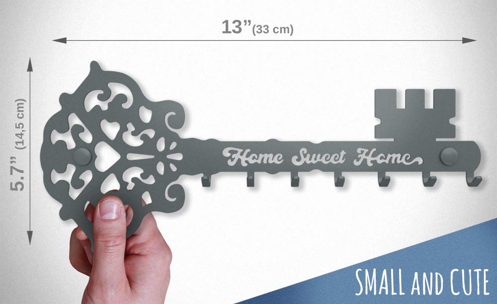 SirHoldeer Wall Mount Key Holder - Decorative Metal Key Hooks & Rack for Home Entryway, Hallway | Farmhouse Style Organizer for Keys, Small Items | Perfect for Front Door, Mudroom & Apartment Decor