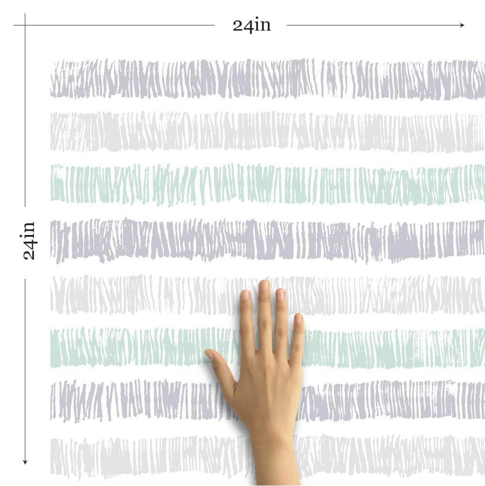 Green and Grey Striped Peel and Stick Removable Wallpaper - Self-Adhesive Decorative Wall Covering for Bedroom, Living Room, Office - Easy to Install & Remove - 1822