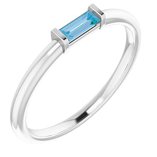 14K White Gold Swiss Blue Topaz Stackable Ring for Women - Elegant Fine Jewelry Gift for Her, Perfect for Anniversaries, Birthdays & Special Occasions