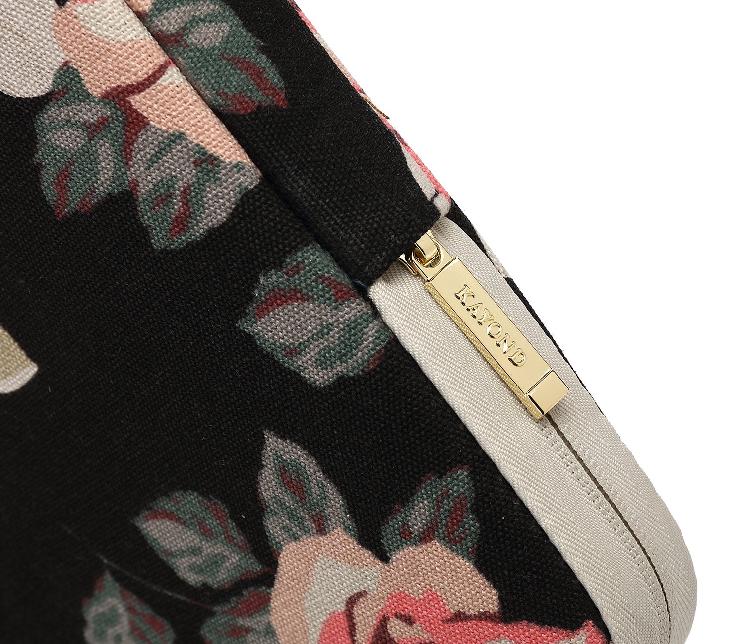KAYOND Waterproof 13-13.3 Inch Laptop Sleeve for MacBook Air 13, MacBook Pro 13/14 & iPad Pro 12.9 - Rose Pattern Canvas Case with Padded Protection (Black Rose) - Perfect for Work, School & Travel