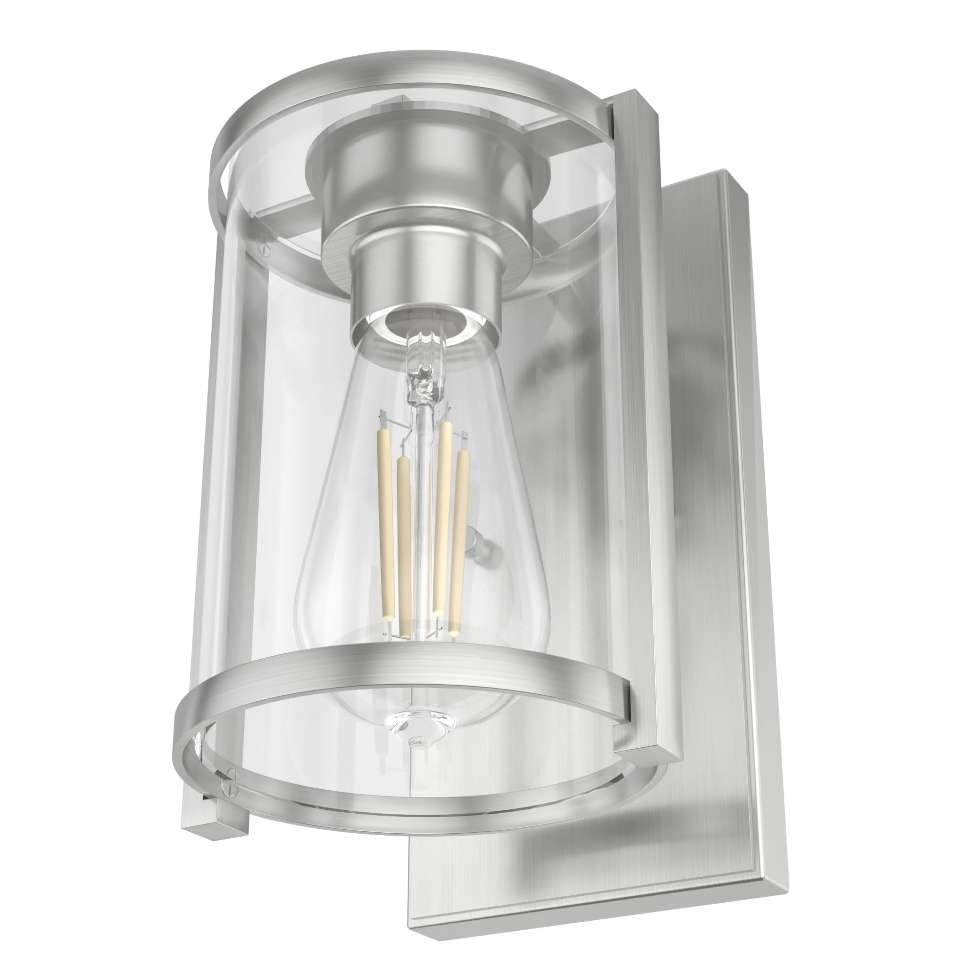Hunter Fan Company 19126 Astwood Wall Sconce Light Fixture - Brushed Nickel Finish - Indoor/Outdoor Wall Lighting for Patio, Porch, Hallway & Bedroom