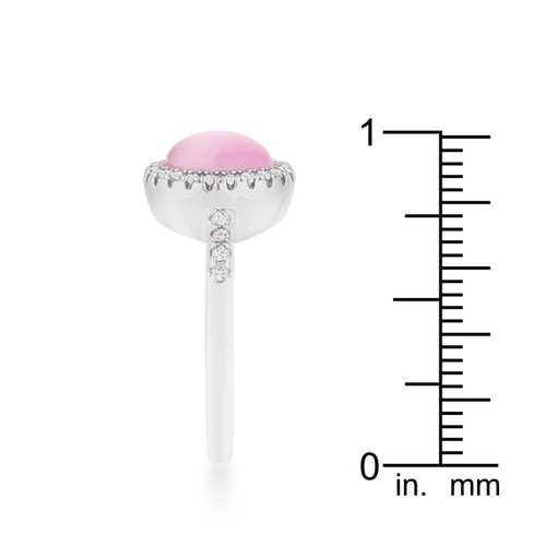 0.3ct CZ Pink Cat's Eye Rhodium Plated Classic Ring for Women - Elegant Jewelry Gift for Valentine's Day, Anniversary & Special Occasions