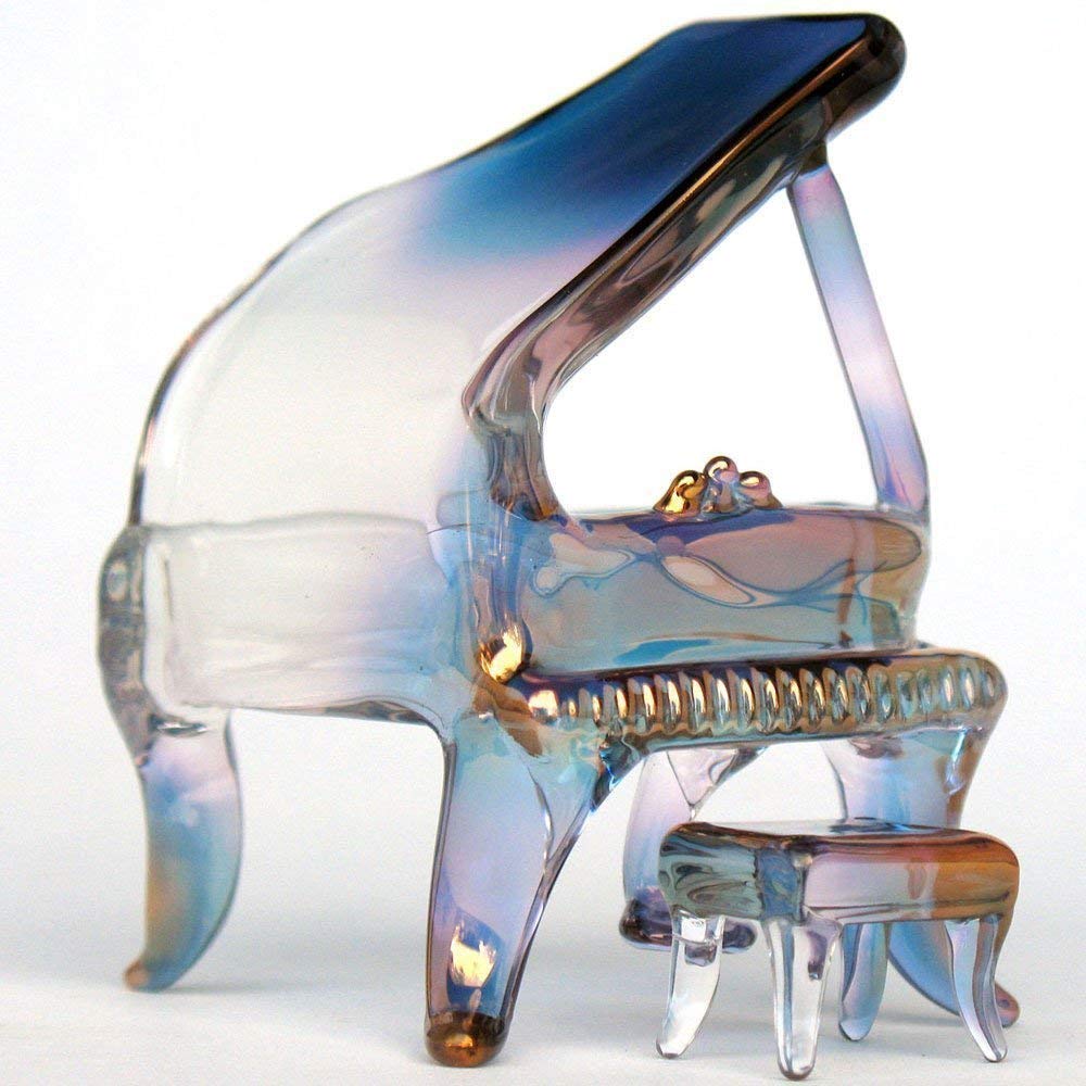 Exquisite Hand-Blown Glass Baby Grand Piano Figurine – Perfect for Home Decor, Collectibles, and Gift Giving