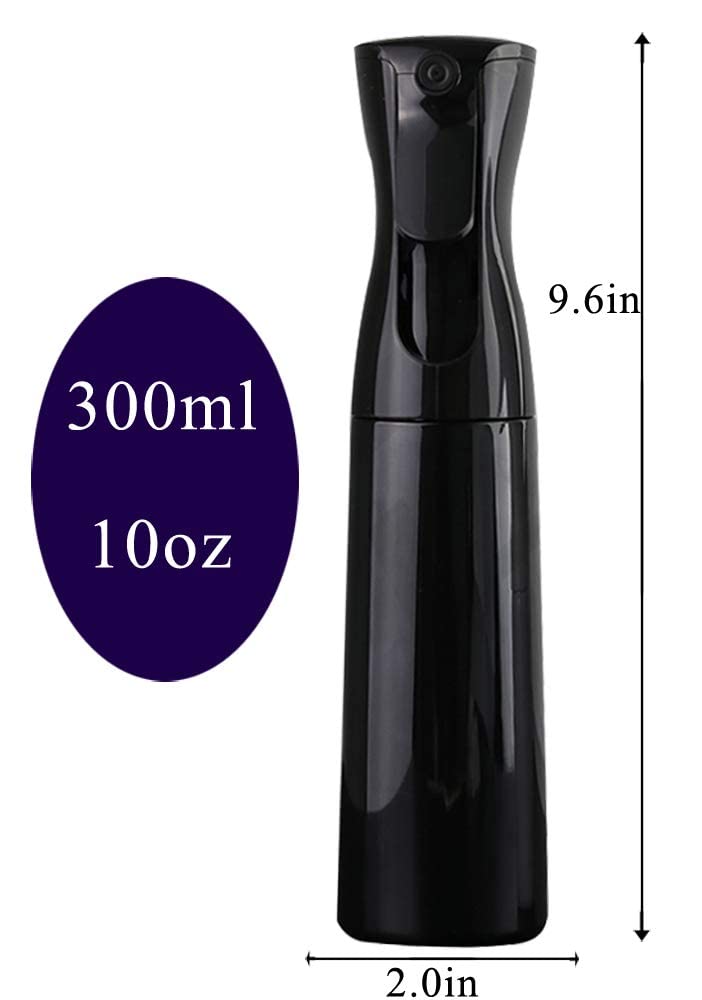 Olafur 300ML Fine Mist Spray Bottle (Pack of 1) - Continuous Mister for Hair, Plants, Cleaning & Beauty - Ultra Fine Water Mist Sprayer (Black) | Perfect for Hair Styling, Plant Care, Home Cleaning & Travel Essentials