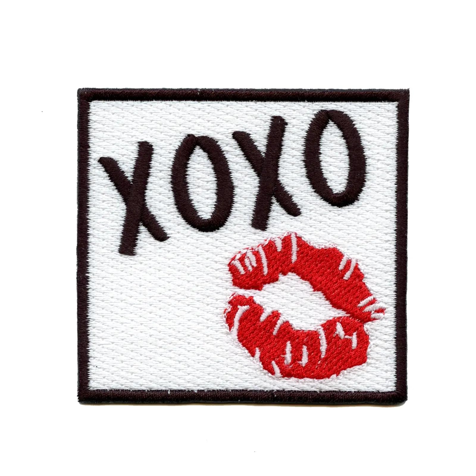 XOXO Hugs and Kisses Embroidered Iron On Patch - Lipstick Design for DIY Clothing, Jackets, Bags & Denim - Perfect for Customizing Your Outfits, Gifts & Fashion Accessories