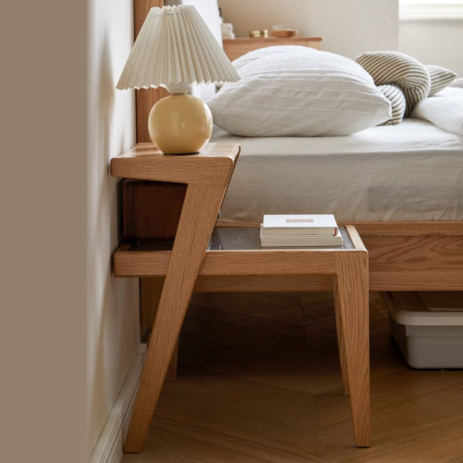 Solid Oak Wood Nightstand - Sturdy Bedside Table with Drawer for Bedroom, Living Room, or Office - Perfect for Storage and Decor
