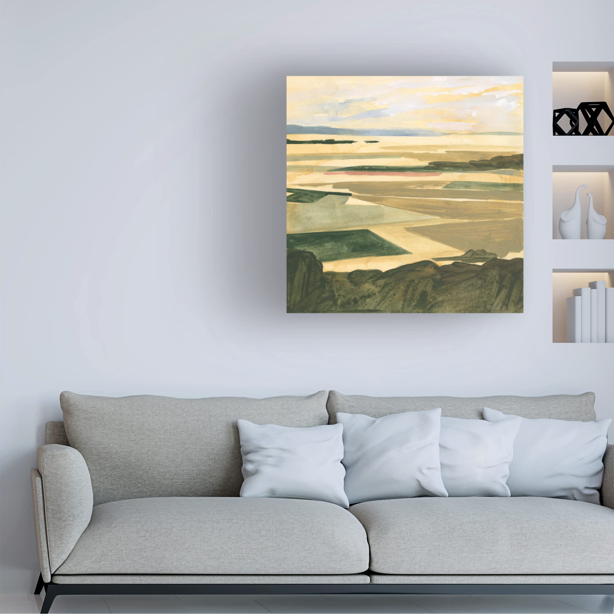 Victoria Borges 'Golden Farmland I' Canvas Wall Art Print - Countryside Landscape Painting for Living Room, Bedroom & Office Decor